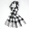 British style black and white checkered faux cashmere scarf with soft tassels for men - 30*190cm / Black & White Checkerboard