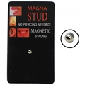 Single 3mm silver magnetic non-piercing stud for ear, nose, and lip on black card - Sphere