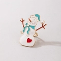 Christmas snowman enamel ring featuring a blue hat and red heart in golden finish - Colorful Snowman