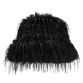 Gorro de pescador de invierno en piel sintética negra de pelo largo para mujer chic - M (56-58cm) / Negro