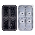 Stampo in silicone nero e grigio a 4 fori per cubetti di ghiaccio a forma di bulldog francese - Bulldog Francese / Nero