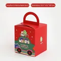 Caja de regalo roja de Navidad con dibujo de muñeco de nieve y asa para manzanas - Rojo