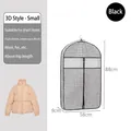 Houndstooth non-woven dust cover bag for clothes, small size 88x58x9cm for short coats - 3D Style / Small / Black