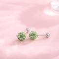 Sparkling green crystal pave ball screw back stud earrings in S925 sterling silver - 925 Silver / Green