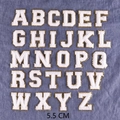 Set di 26 toppe con lettere in ciniglia bianca e bordo glitter oro alte 5,5cm - G3-R/5,5cm/Bianco/Set di 26 Lettere