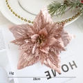 Pink glitter artificial poinsettia flower, 18cm Christmas tree decoration ornament - Champagne