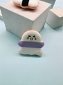 Cute sushi-style cushion makeup puff in white and purple with a cartoon smiley face - Ghost 10 (Purple Ribbon)