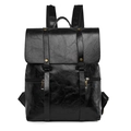 Vintage Rucksack aus schwarzem PU-Leder mit goldener Schnalle und glänzender Textur - Schwarz