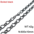 Men's 10mm boiled black stainless steel cable chain necklace 600mm long with lobster clasp - Necklace (60cm) / Black