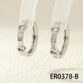 Orecchini a cerchio a ferro di cavallo in argento con zirconi micro-incastonati oro 18K - ER0378-B / Argento Morsetto Zircone