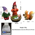 Garden gnome family set with resin figurines and a squirrel for outdoor micro landscape - Gnome Family Set B (4 Pieces)