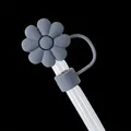 Black sunflower silicone straw cover for 10mm tumblers, dust-proof decorative cap - Black Daisy / 10mm-Individual Package