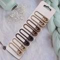 8-piece set of matte earth-toned hair clips in gradient brown and beige colors - 7#-Oval Square (8Pcs)