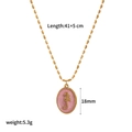 Details zur goldenen Seepferdchen-Halskette mit rosa Emaille und Maßangaben - Rosa Seepferdchen-Stil (TN3483-PK)