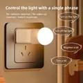 Voice-controlled warm LED night light with spherical bulb and plug-in base in a bedroom - Panda Voice Control / Y4 Warm Light