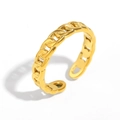 Anillo abierto ajustable minimalista con diseño de cadena cubana chapado en oro de 18K - Anillo Abierto de Cadena Estrecha (Dorado) / Dorado