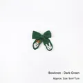 Dark green knitted bow accessory with rabbit and carrot embroidery 9cm x 7cm size - 1 Piece / Knitted Bow - Dark Green