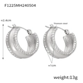 Boucles d'oreilles C minimalistes en acier titane argenté avec design géométrique poli - Style Anneau Épais (F1225) / Acier