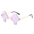 Occhiali da sole senza montatura a forma di fungo con lenti viola e montatura in metallo oro - Viola Chiaro