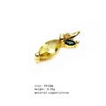 Gold fruit pendant charm with yellow and green zircon stones measuring 5x12mm - 18-Marquise Leaf