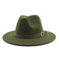 Dettaglio cappello in feltro verde scuro con fascia intrecciata e fibbia in metallo - M (56-58cm) / Verde militare