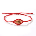 Bracelet œil porte-bonheur rouge tressé à la main avec cordon ajustable coloré - Style de broderie rouge