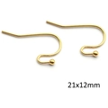 Gold plated stainless steel French ear hook 21x12mm for DIY earring making - 22*17mm / Gold