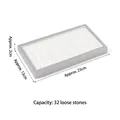 Silver rectangular jewelry display tray featuring 32 compartments for loose gemstones - Loose Stone Display Tray (White & Silver)