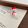 Miniature resin Christmas snowman charm with red glitter bow and scarf decoration - Snowman