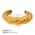 Irregular lava texture cuff bracelet in gold stainless steel finish for women - Twisted Texture Style (SZ197G) / Gold