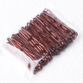 Verpakking van bruine metalen golvende haarspelden in een transparante zak - Golfstijl / 50 Stuks / 3.5cm / Bruin