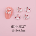 Détails de bijoux à ongles de Noël avec strass rouges et perles sur base argentée - Style Couronne Rouge Argent (AD37)