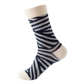 Blue zebra pattern mid-calf cotton socks with contrasting heel and toe details - No. 132 Zebra Stripe