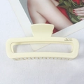 Chic beige leopard print hollow square hair claw clip with golden lettering detail - Off-White Gold Label