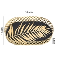 Nordic gold wire mesh oval jewelry tray with palm leaf pattern 18.5x11.5x3.5cm - Coconut Leaf / Black