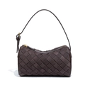 Minimalist dark brown suede woven pillow bag with a luxury texture and adjustable strap - Chocolate