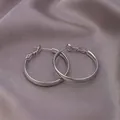 Classic silver polished hoop earrings with a high-shine finish in a large circular style - E-066---Platinum 30mm