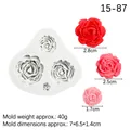 White silicone rose flower mold with four cavities for fondant and chocolate decor - 5# (15-87) / Gray