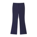 Détail du pantalon évasé bleu foncé à taille haute avec fermeture éclair et crochet - XS / Pantalon Bleu Marine