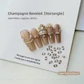 Macro shot of 2x4mm champagne rectangle rhinestones on gradient press-on nails - Champagne Rectangle 2x4 (XY-1020)