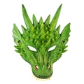 Green 3D dragon mask with realistic scale texture for Halloween and cosplay events - One Size / Green