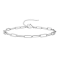 Elegant silver oval paperclip chain bracelet with lobster clasp on white background - Paperclip Chain Style / Silver Style 2