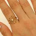 Bohemian gold hollow flower ring with sunflower mandala design on hand finger - Gold (9184)