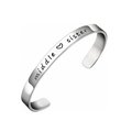 Bracelet jonc argenté en acier inoxydable avec gravure Middle Sister et cœur - Sœur du milieu