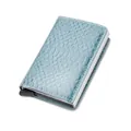 Light blue faux snake skin RFID pop-up aluminum wallet for men with carbon fiber accent - Snake Pattern Blue