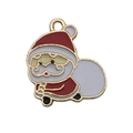 Ciondolo Babbo Natale in smalto rosso e bianco con bordo dorato per gioielli fai-da-te - Babbo Natale (14186) / 1 Pezzo (21x22mm) / Rosso / 0.43