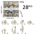 28-piece champagne gold Christmas ornaments set with stars and candy shapes for tree decor - 28 Pcs / Gold