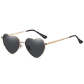 Occhiali da sole vintage a cuore con montatura dorata e lenti polarizzate grigio scuro - Montatura Oro Lente Nera C2