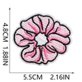 Detail view of pink flower embroidery patch with size dimensions 4.8cm x 5.5cm - Pink Flower (W20XN-092-05)