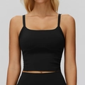 Ensemble de yoga noir pour femme avec brassière à col carré et legging de sport - S / Noir Premium